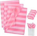 30 Sheets Rose Pink Big Stripe Tissue Paper Bulk for Gift Wrapping