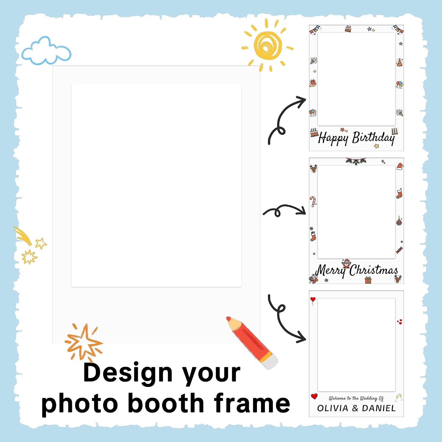 40 x 30 Inch Large Photo Booth Frame Selfie Frame,Blank DIY Cutout Props for Birthday,Wedding Photo Prop,Graduation