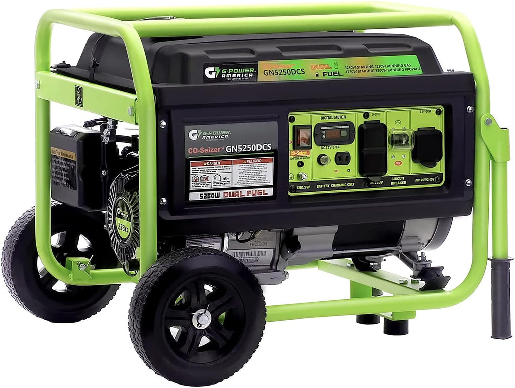 5250 Watt Dual Fuel Portable Generator, Gas & Propane, Manual Start, CO Protection System, Home Backup Power, RV Ready