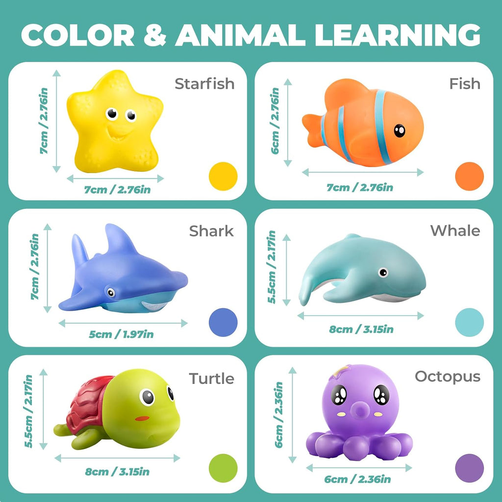 Infant Bath Toys for 18 Months - No Hole Animal Bathtub Toys, Baby Bath Tub Toys