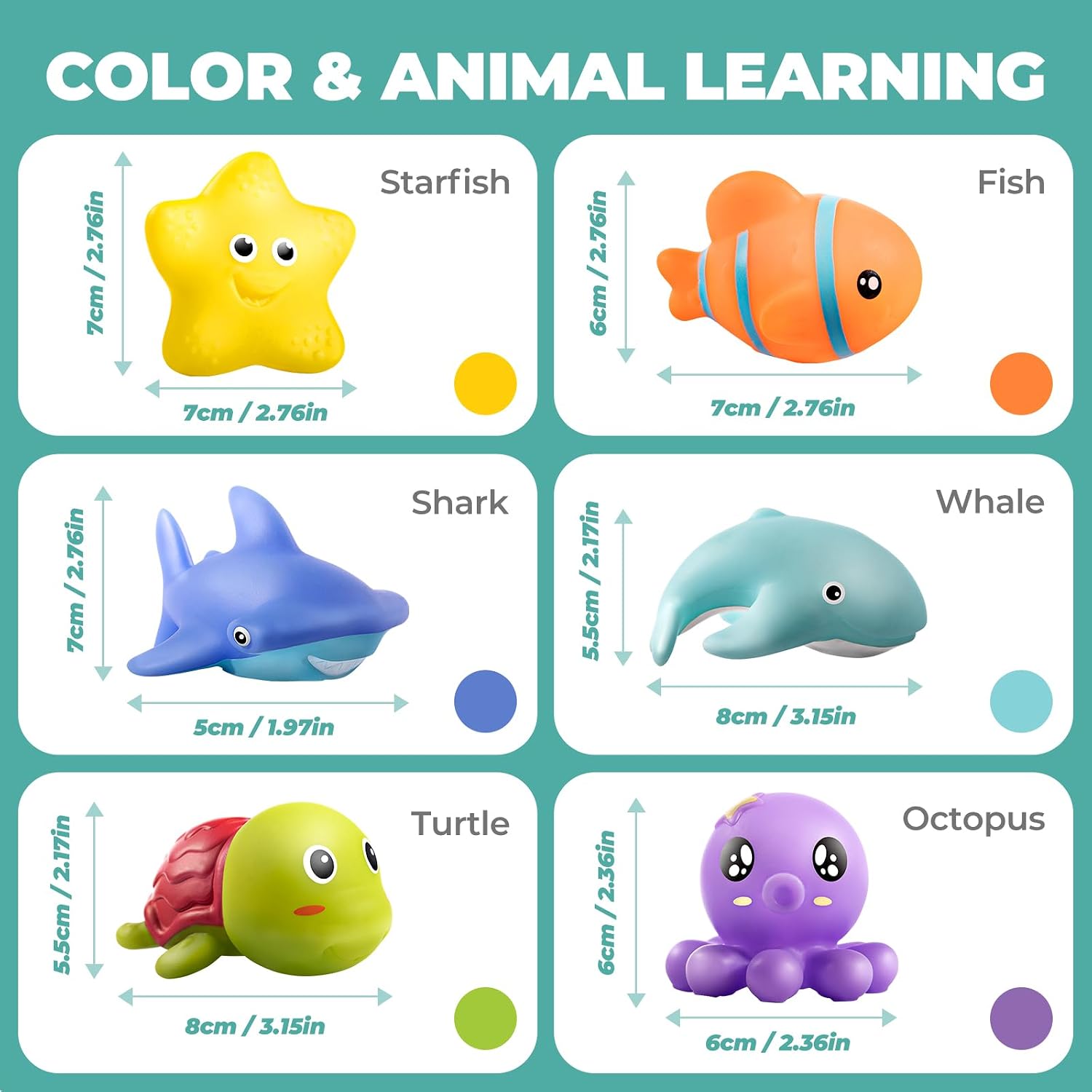 Infant Bath Toys for 18 Months - No Hole Animal Bathtub Toys, Baby Bath Tub Toys