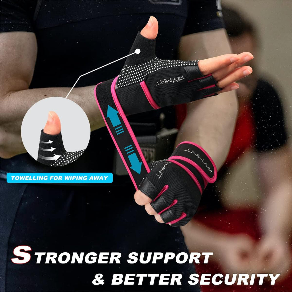 Workout Gloves for Women Men with Wrist Wrap Support Weight Lifting Gloves | Padded Gym Gloves for Weightlifting