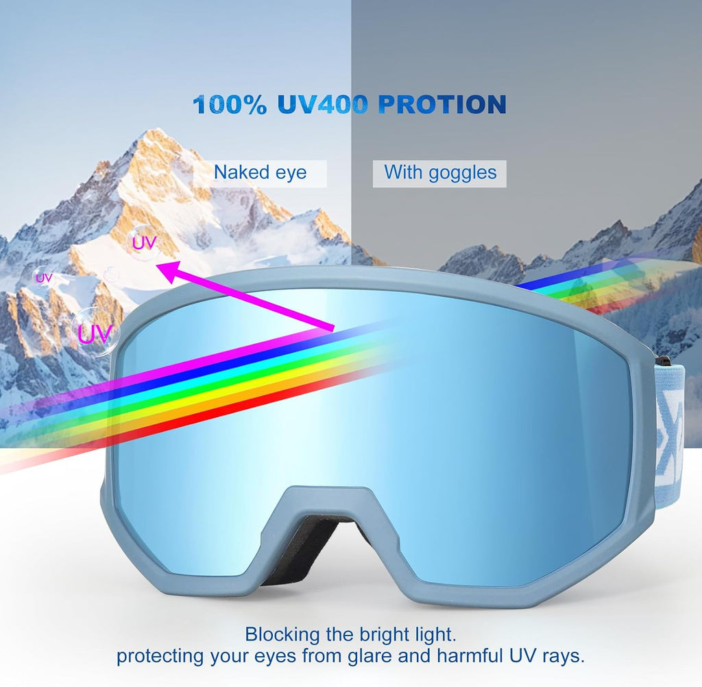 Ski/Snowboard Goggles, Anti-Fog Snow Goggles for Men & Women - Perfect for Skiing, Snowboarding & Winter Sports