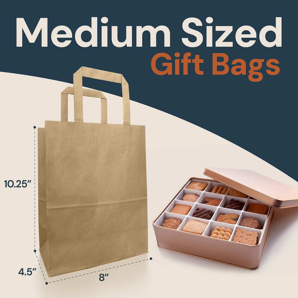 8x4.5x10.25 in. Brown Paper Bags with Handles | Bulk