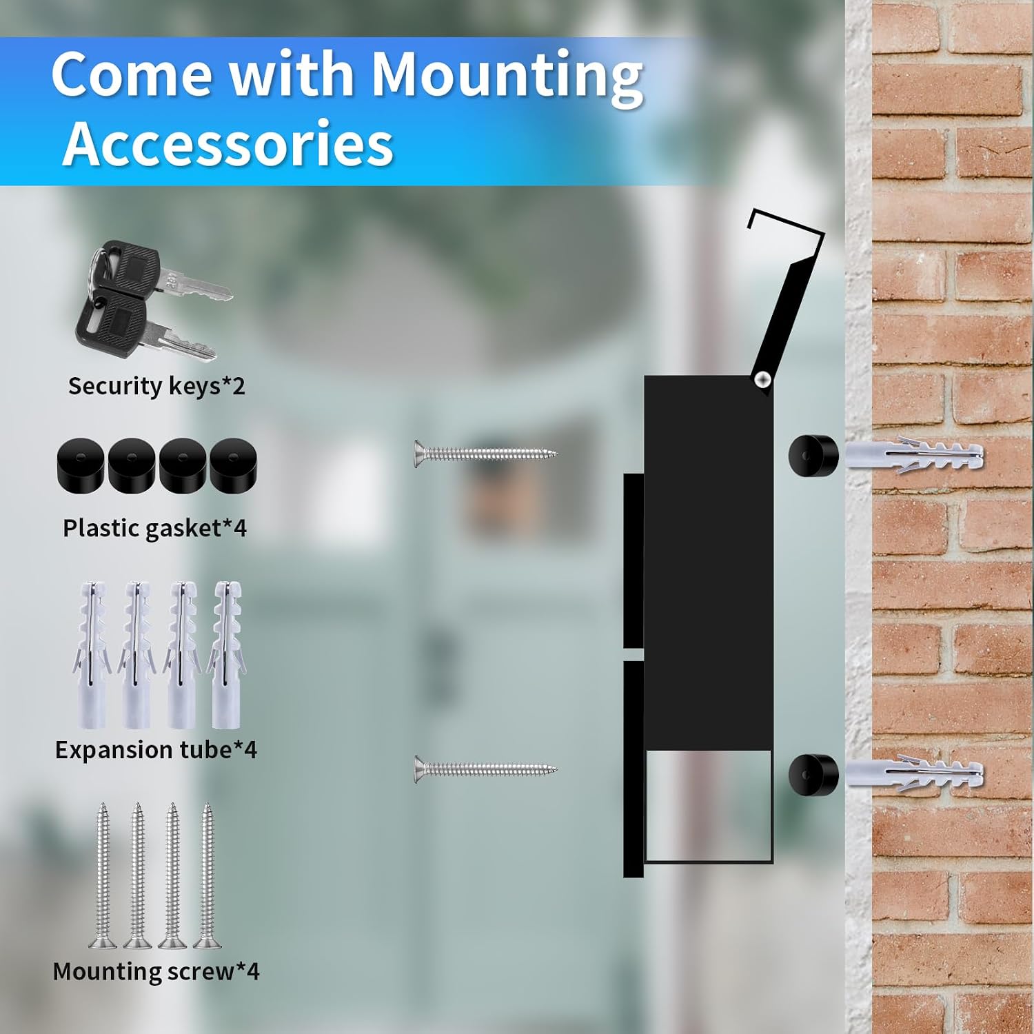 Wall Mount Mailboxes, Locking Modern Drop Mailbox for Outside, Large Capacity Galvanized Steel Post Box with