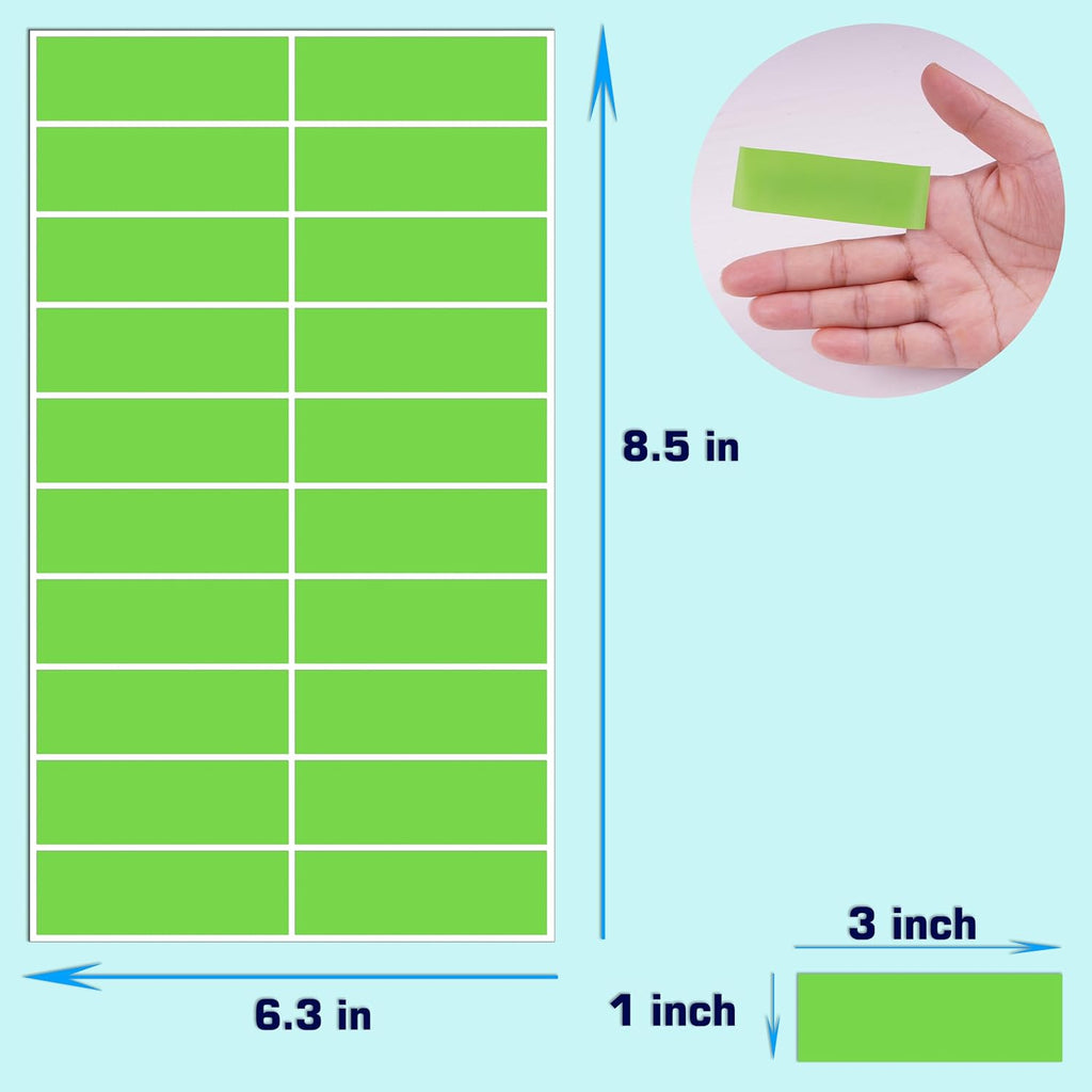 3" x 1" Colored Label Stickers, 840 Pcs in 14 Colors Rectangle Labels