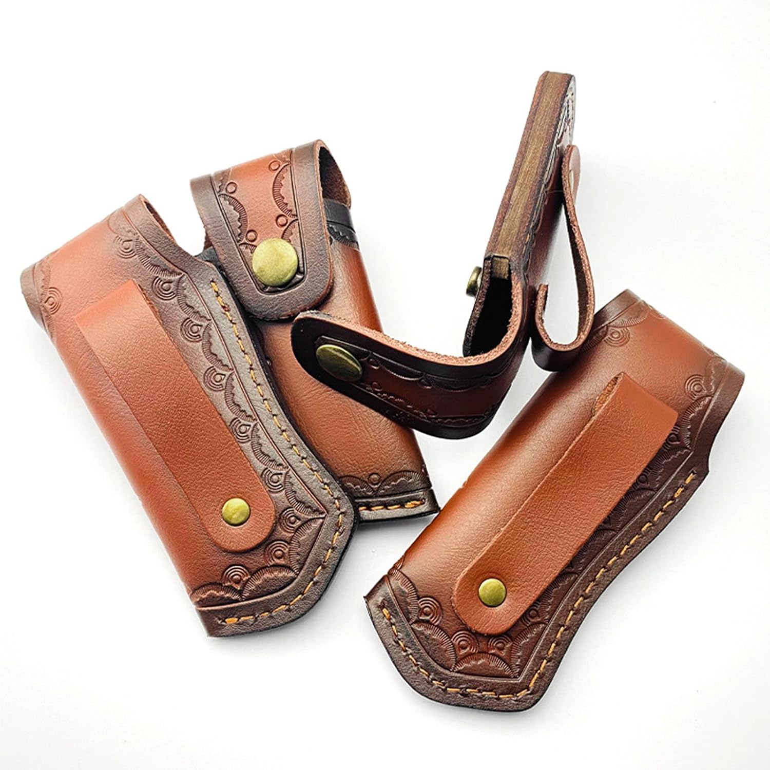 Leather Knife Sheath,Carry Snap Case for Pocket Folding Knife Waist Pouch EDC Holster Belt Loop Brown Outdoor Hunting
