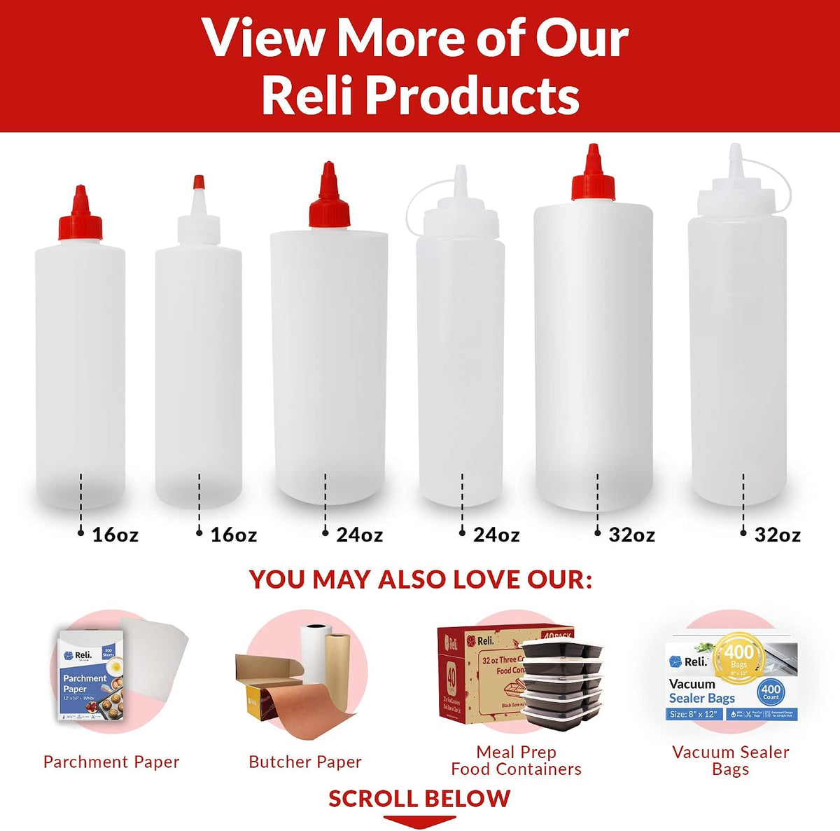 Plastic Squeeze Bottles 32 oz. | 8 Pack | Clear w/Tethered Caps