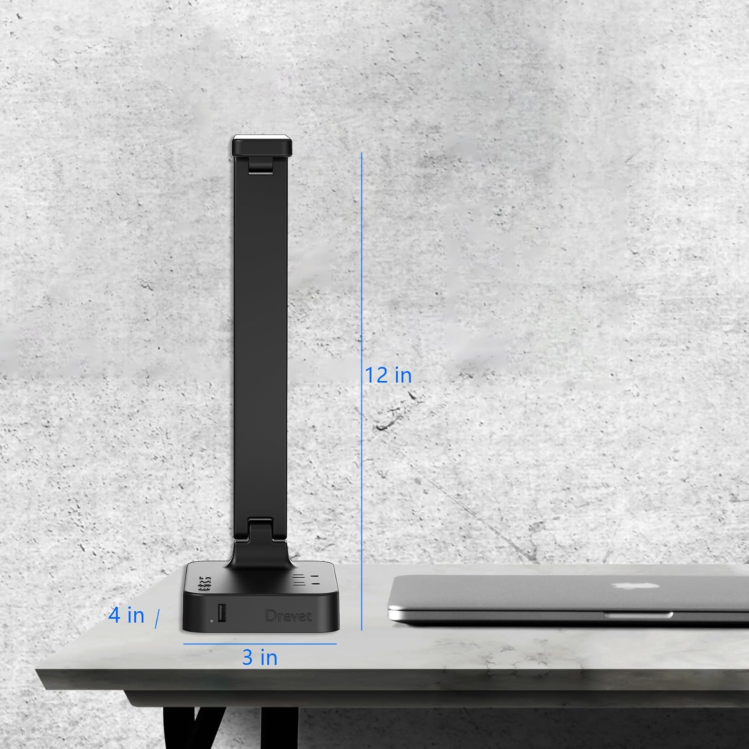 LED Desk Lamp for College Dorm Room, Desk Light with 1 USB Charging Port 2 AC Power Outlet, 3 Lighting Modes, 3 Level