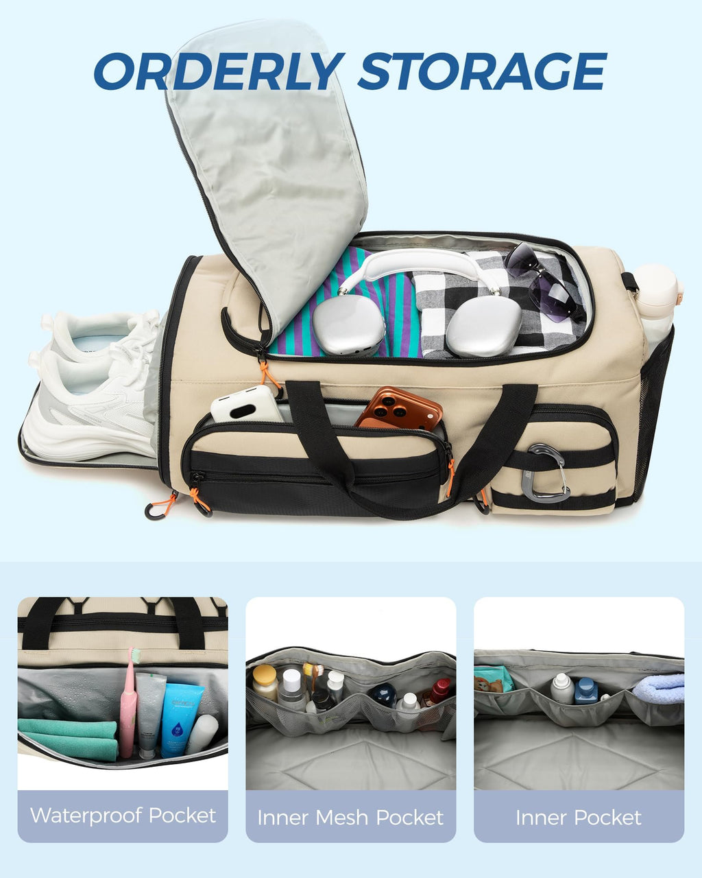 45L Gym Bag for Men, 3-In-1 Duffle Bag Backpack for Travel