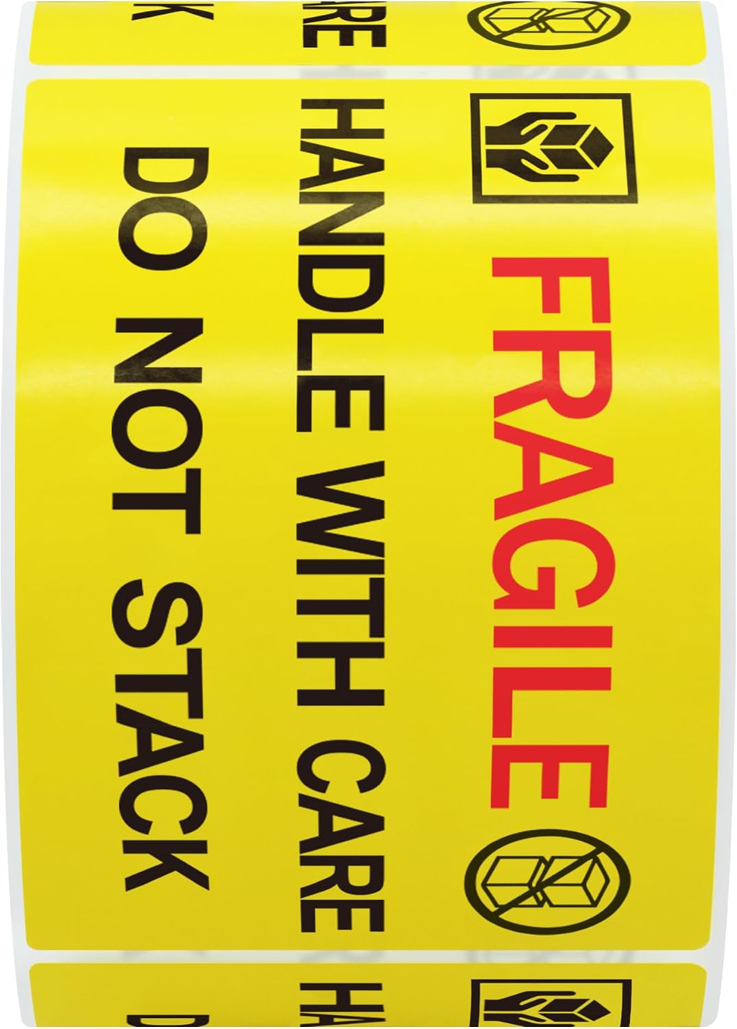 2x3 inch 300pcs Fragile Stickers for Shipping Moving Handle with Care Do Not Stack Yellow Warning Labels (Type 2)