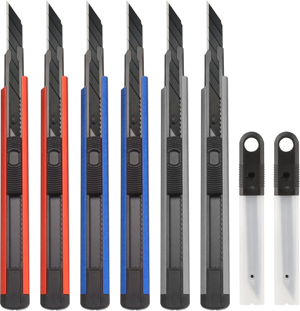 6 Pack Utility knife Retractable with 30 Degree Snap Off Blade Lockable Cardsharp Box Cutter Knife with Extra 20