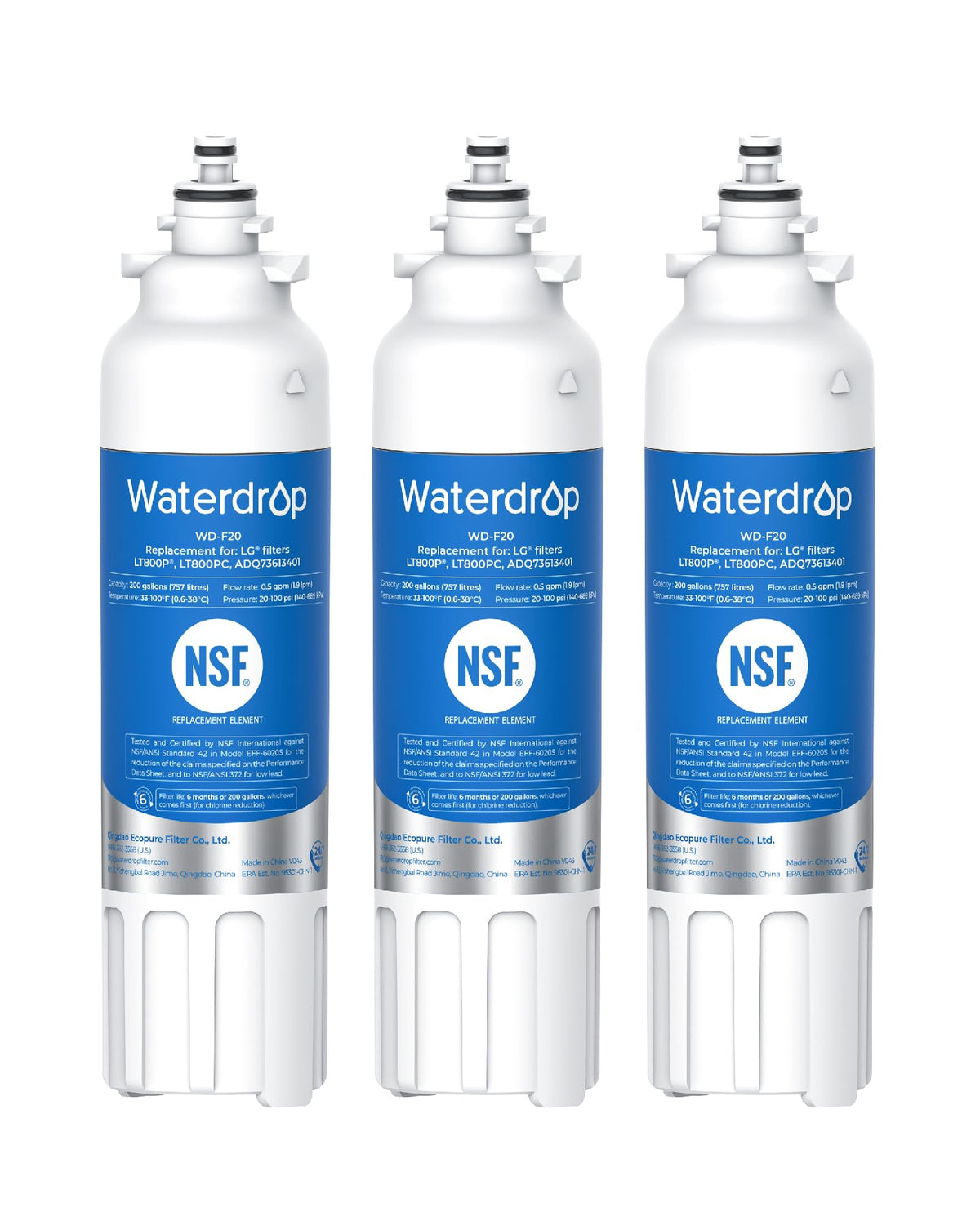 ADQ73613401 Water Filter Replacement for LG LT800P, 3 Pack