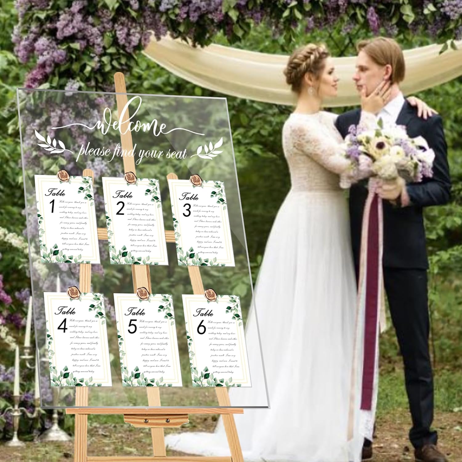 Wedding Seating Chart Board 24x18 Acrylic with Seat Cards Wax Seal Stickers