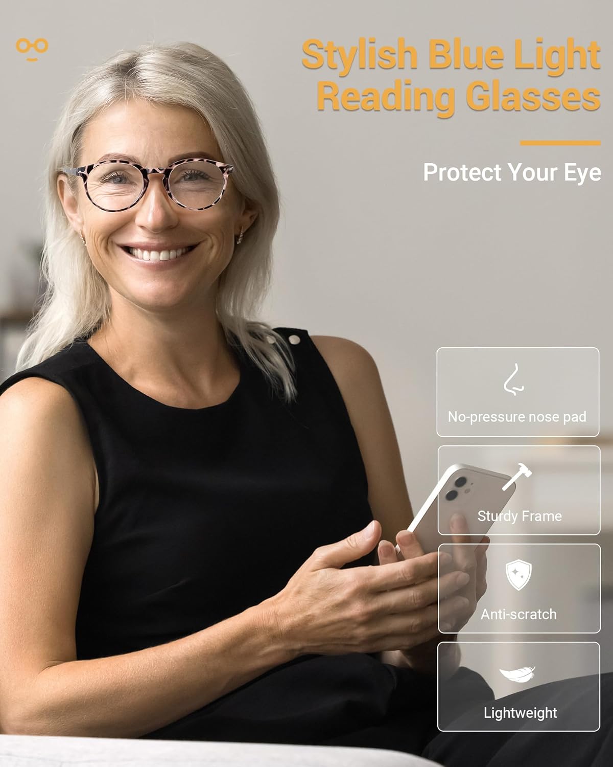5 Pack Reading Glasses For Women/Men-Blue Light Blocking Computer Reader w/Round Frame - Retro Clear Lens Fake