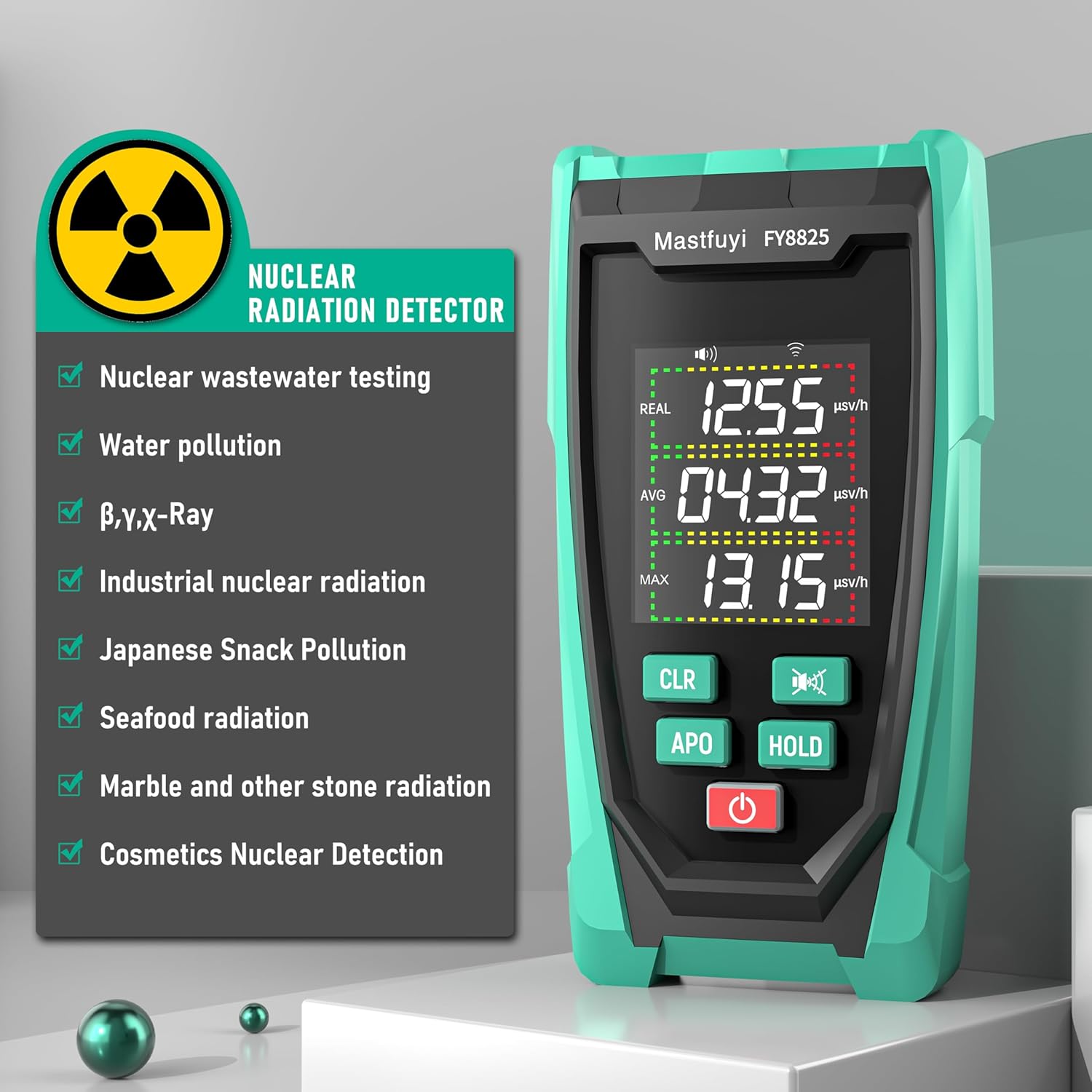 Nuclear Radiation Detector Geiger Counter Real-Time Beta Gamma X-ray | Portable Rechargeable Radiation