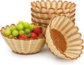6 Pack Wicker Bread Baskets, 8 Inch Round Serving Baskets for Fast Food, Fruit, Breakfast, Restaurant, Bakery