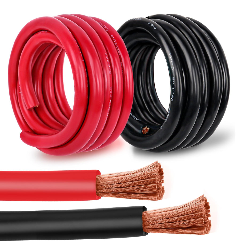 4 Gauge Battery Cable Copper Wire, 5FT Red + 5FT Black