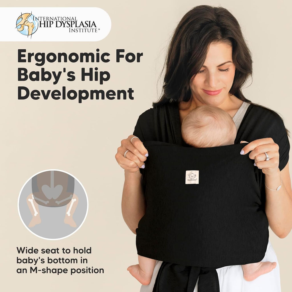 Baby Wrap Carrier Ring Sling, D-Lite Baby Carrier (Trendy Black) | Easy to Wear, Adjustable Baby Carrier Newborn to