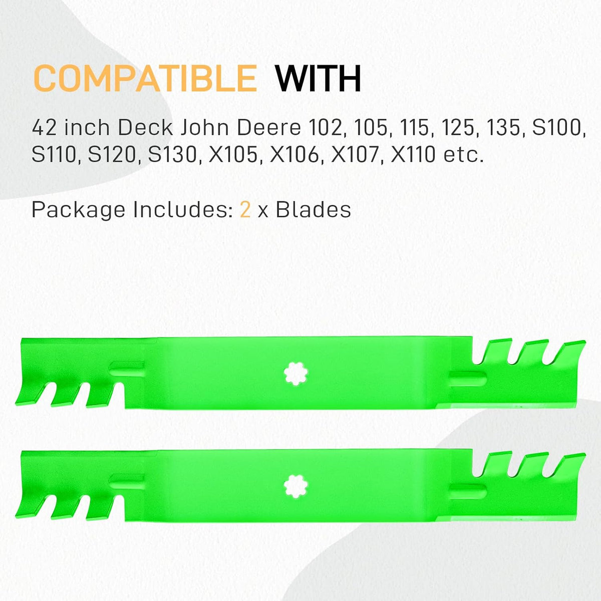 GY20850 GX22151 Blades Fits 42" Deck John Deere S120 S130 D110 D130 X105 X145 X300 LA120 LA125 E110 Lawn Mower Replaces AM141033 AM137328 UC21583 (Gator Mulching) 2 Pack