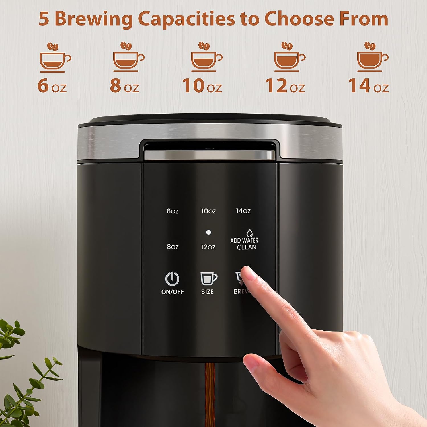 Single Serve Coffee Maker for Capsule & Ground Coffee | Fast Coffee Machine with Memory Function, 6 to 14 oz Brew