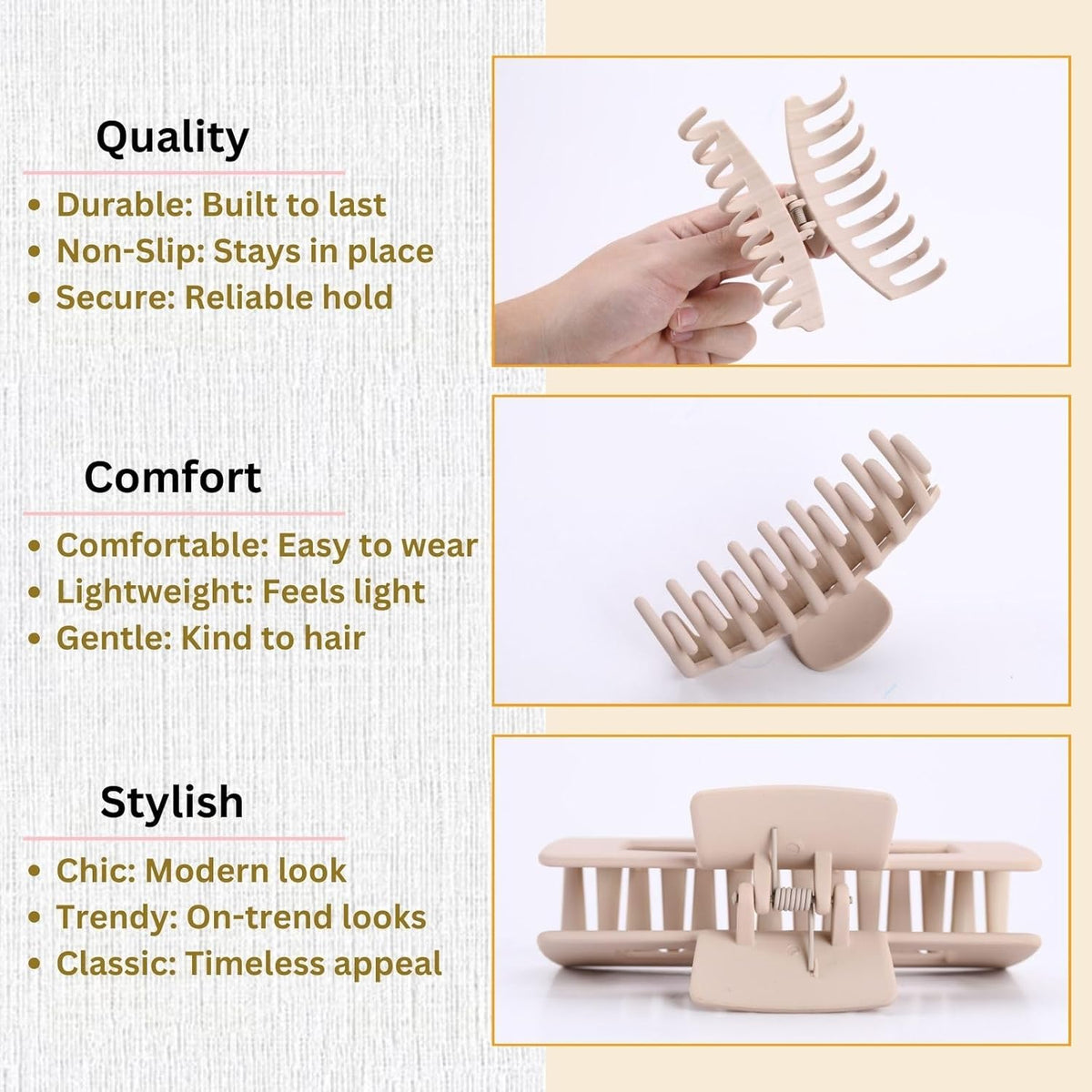 Hair Clips for Women 4.3 Inch Large Hair Claw Clips for Women Thin Thick Curly Hair, Big Matte Banana Clips,Strong