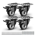 2 inch Caster Wheels Heavy Duty Swivel Casters with Safety Brake Total Capacity 600lbs (Set of 4) Good for Industrial