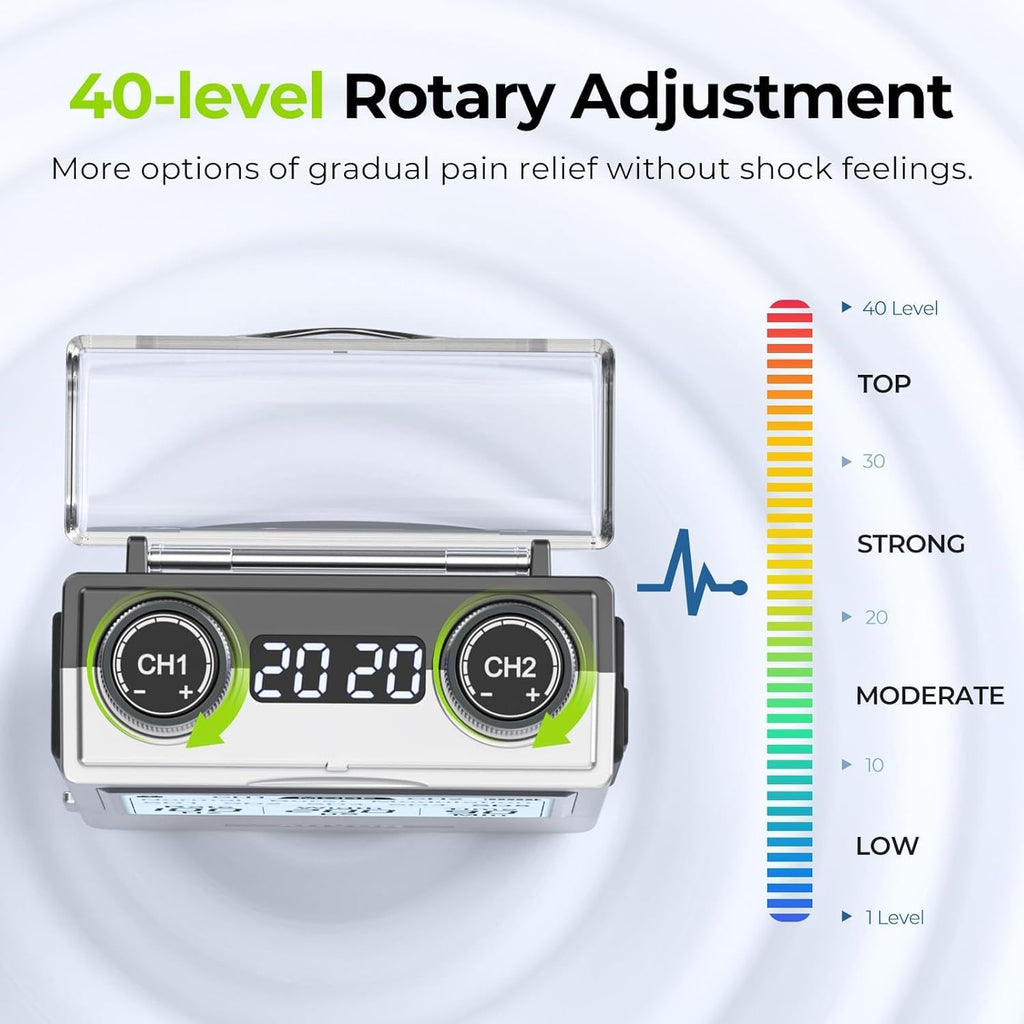 Rechargeable Digital TENS Unit Muscle Stimulator, Customizable 8-Mode
