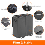 Double Laundry Hamper with Lid, Removable Laundry Bags, Black