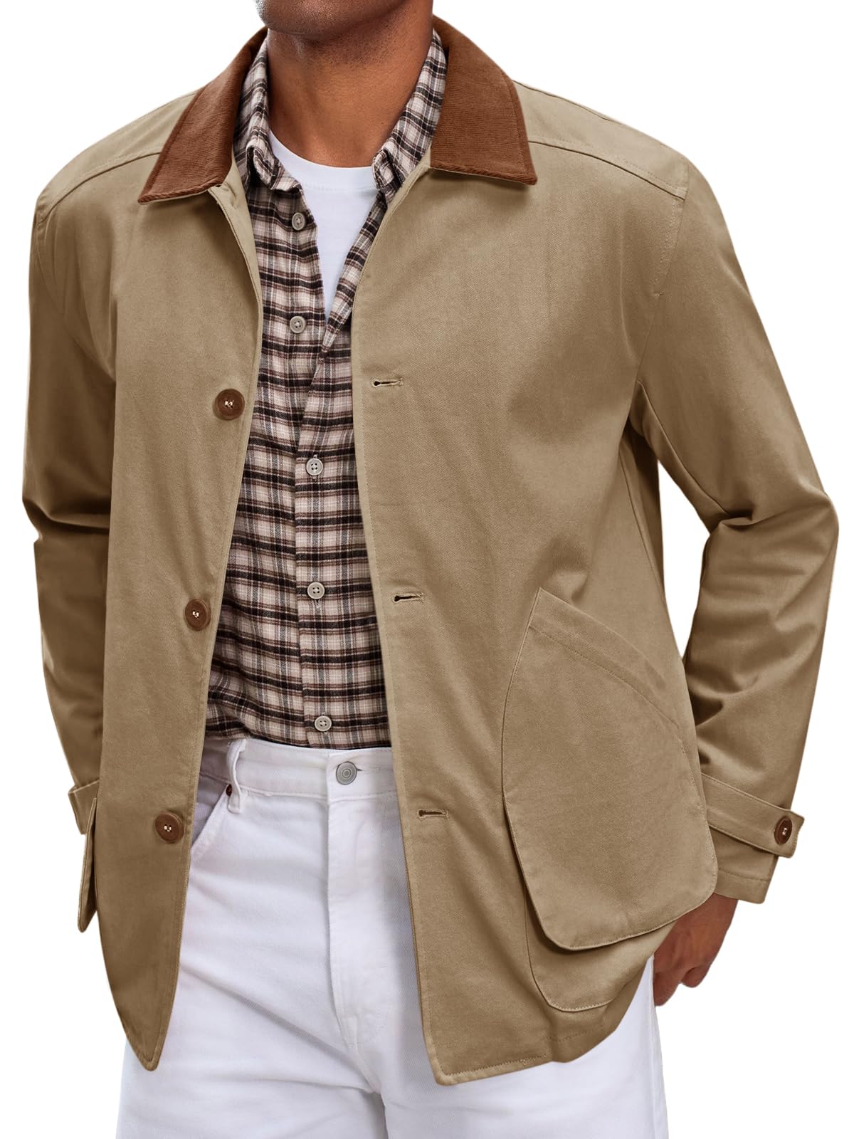 Mens Lightweight Jackets Casual Stylish Button Down Barn Jacket