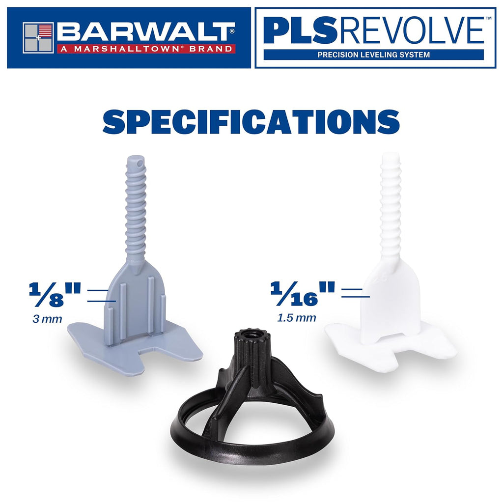PLS REVOLVE 1/8 Inch Tile Leveling System, Spacer Bases, 3SPIN100
