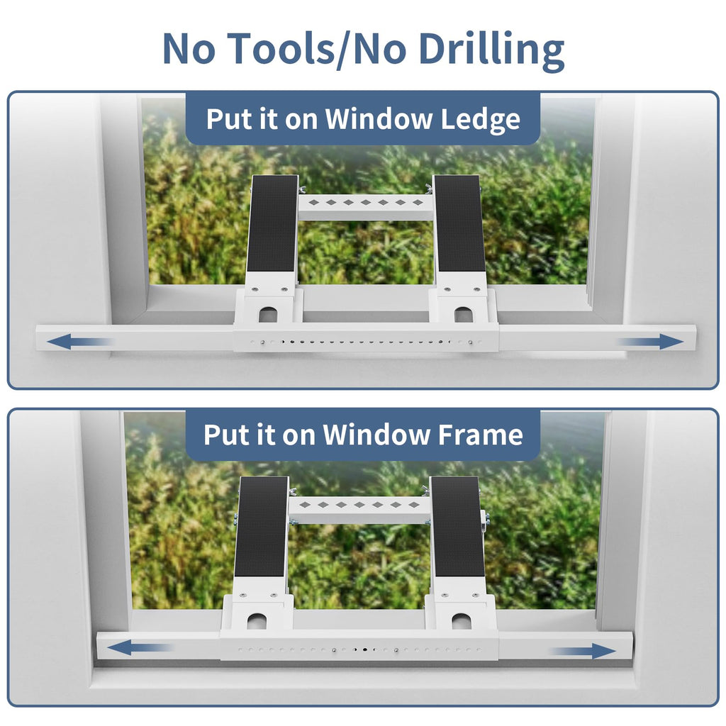 No Drill AC Window Bracket, Air Conditioner Support Bracket for Single/Double Hung Windows, Heavy Duty Epoxy-Coated