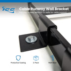 Ladder Rack Cable Runway Wall Bracket, Black, 2-Pack