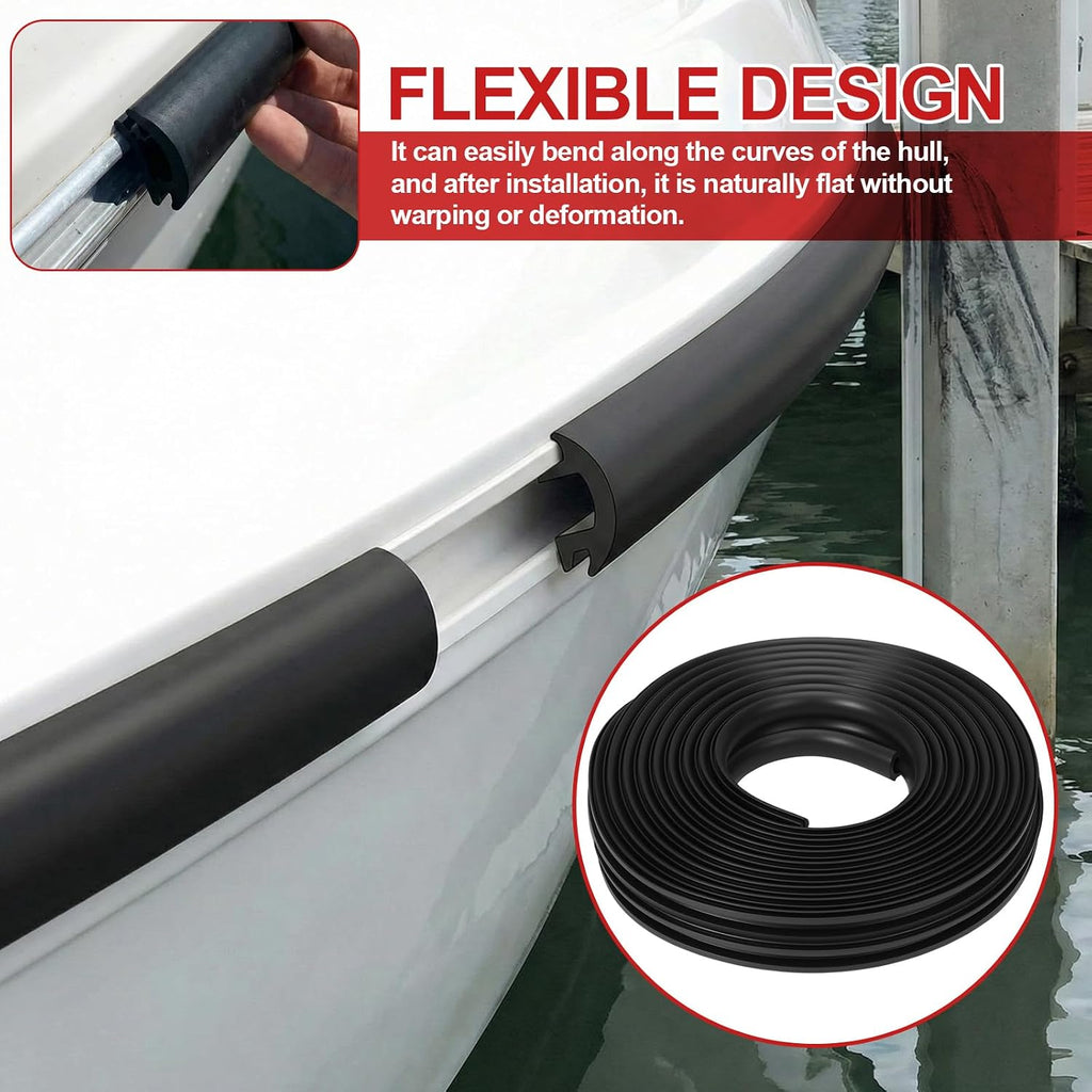DaisyInner 50 ft Vinyl Rub Rail Insert, 1-3/16 x 1/2 Inch, Black