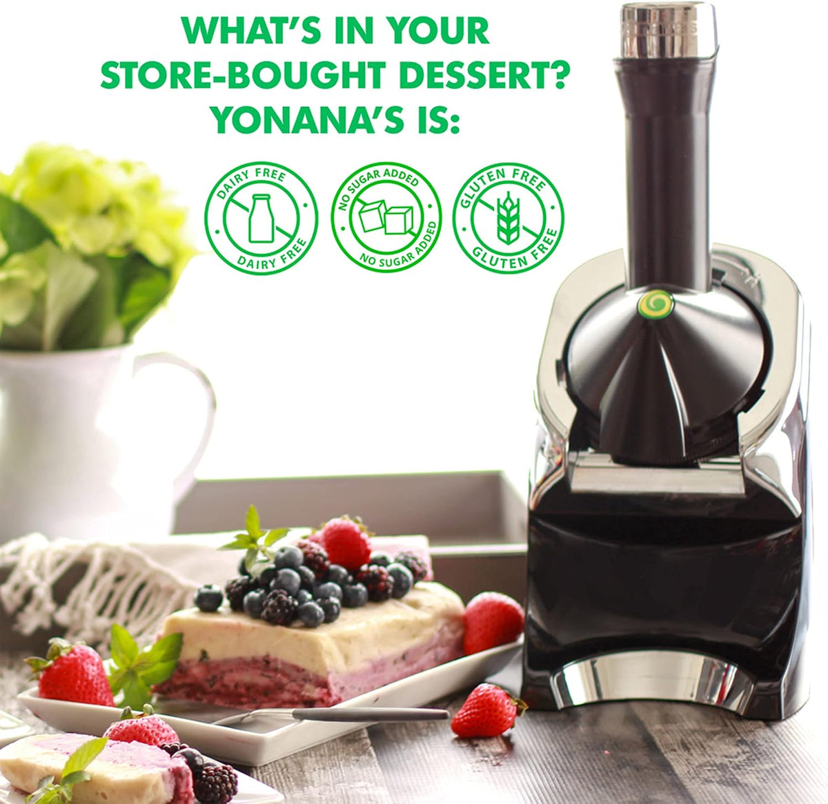 988RD Deluxe Vegan, Dairy-Free Frozen Fruit Soft Serve Maker, Includes 75 Recipes, 200 W, Red