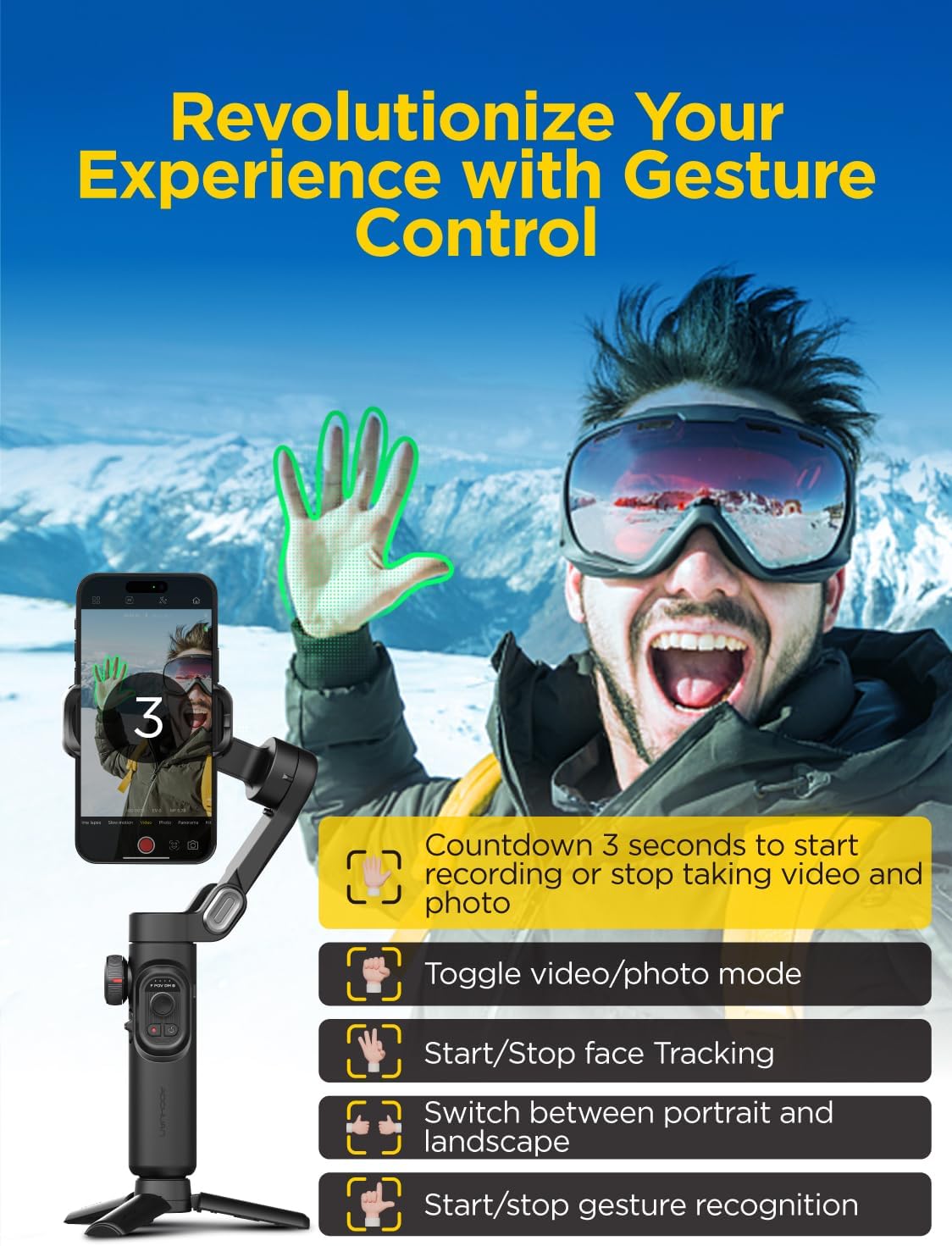 Smart XE w/Focus/Object Track Gimbal Stabilizer for iPhone Gimbal | Foldable Handheld Phone Stabilizer for Video