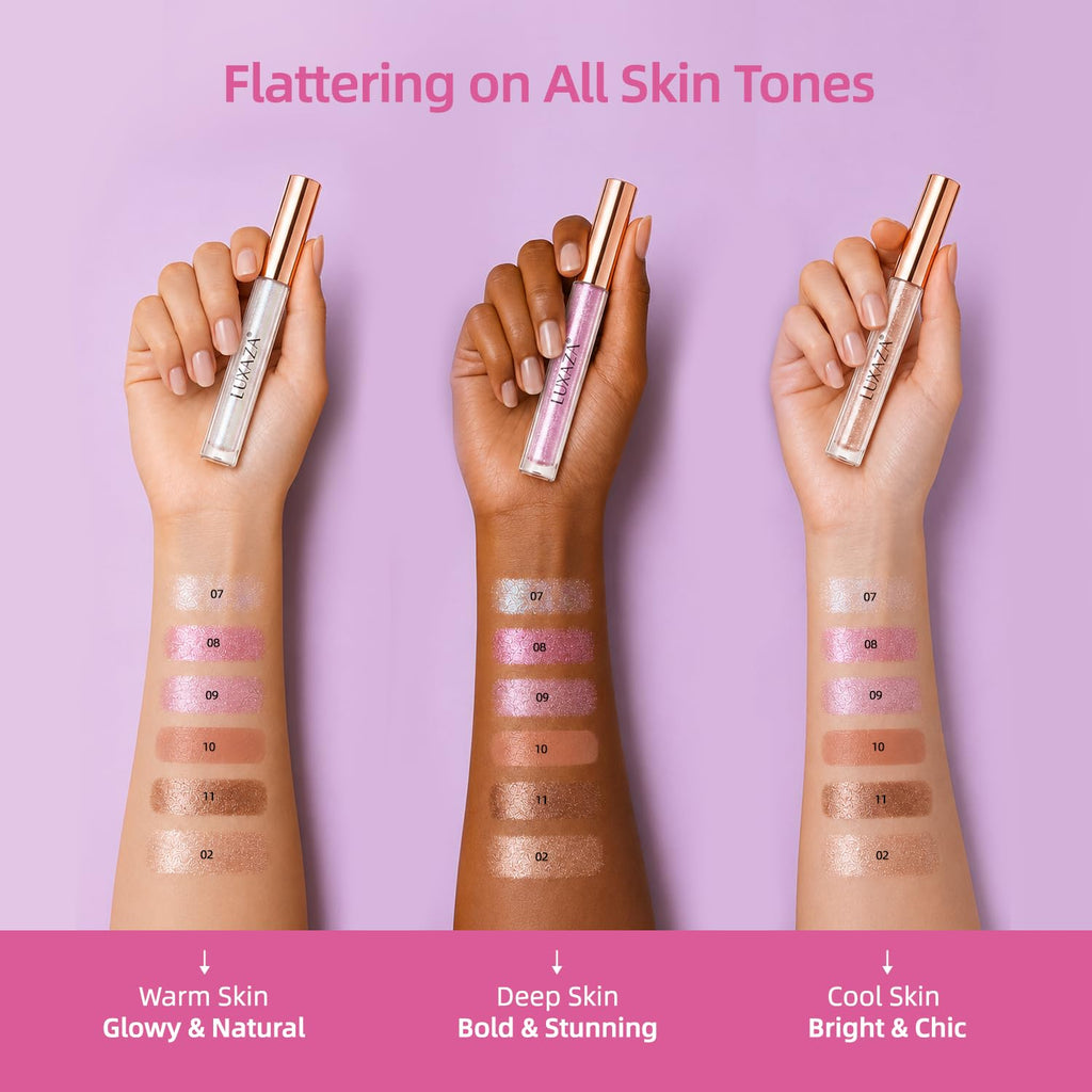 6PCS Neutral Liquid Eyeshadow Pink Brown Eye Shadow Set Matte Shimmer Glitter Long Lasting Waterproof Eyeliner