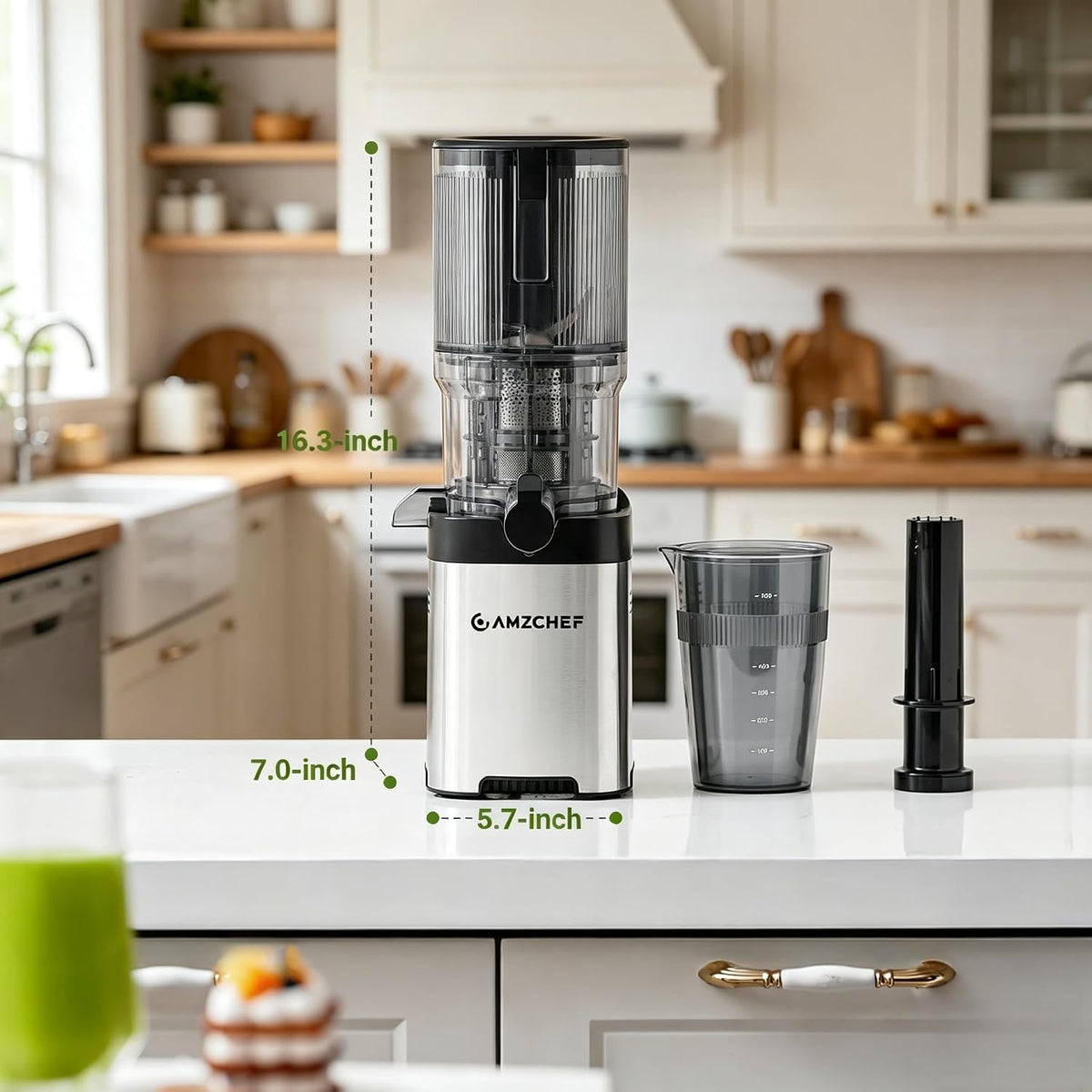Cold Press Juicer Machine, 5.4" Wide Self-Feeding Chute | Masticating Juice Extractor for Whole Fruits &