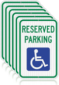 ADA Compliant Handicap Parking Signs, 6 Pack, 12x18" | Engineer Grade Reflective Handy cap Signs, Extra Thick