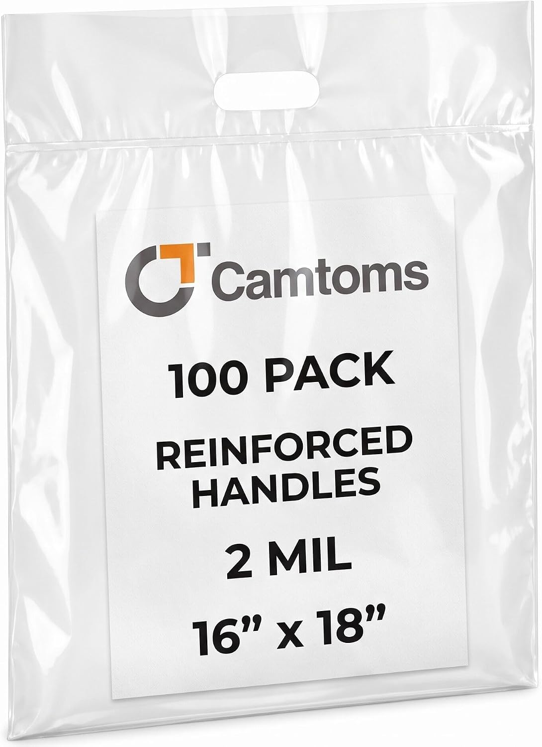 16x18 Large Plastic Shopping Bags for Small Business with Handles, Clear