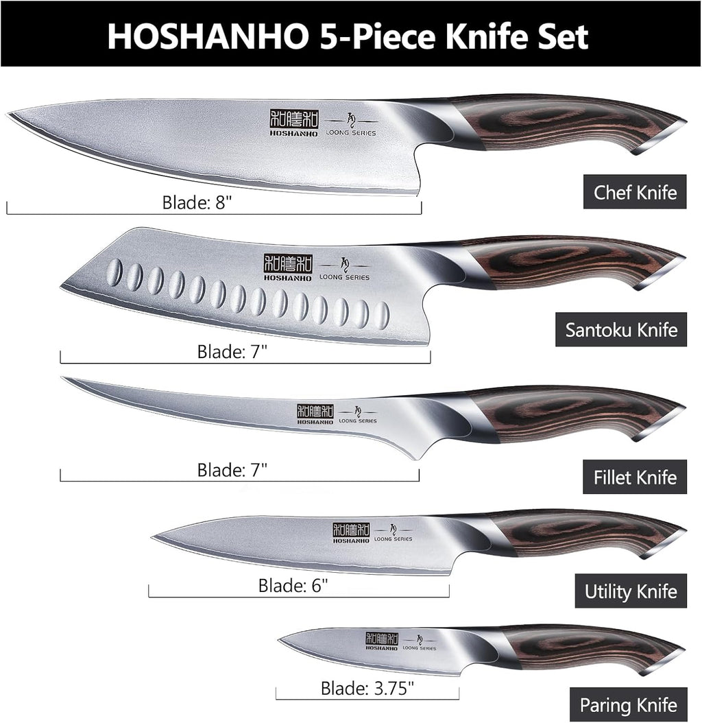 5 Pieces Knife Set, Professional Ultra Sharp Kitchen Knife Sets