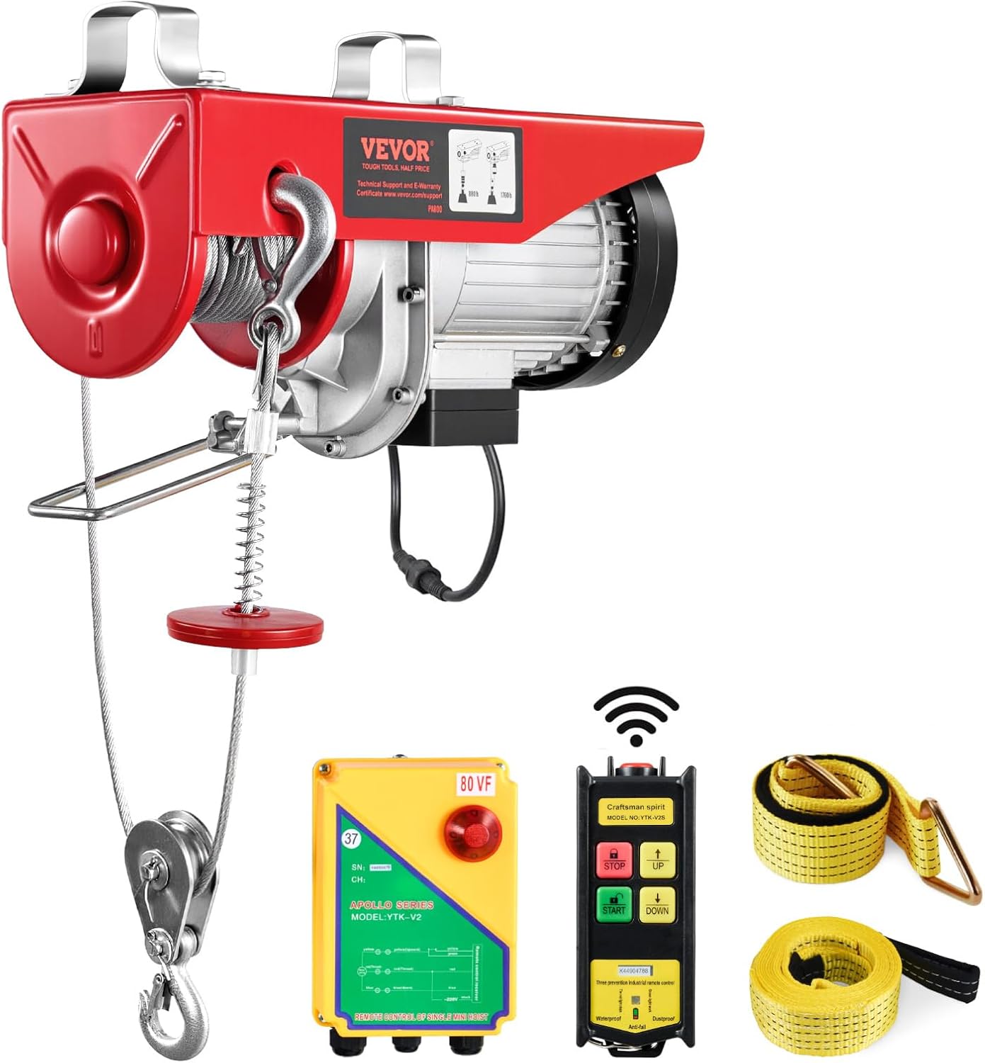 Electric Hoist, 1760 lbs 120V Electric Winch with 328 ft Wireless Remote Control, 40 ft Single Cable Lifting Height