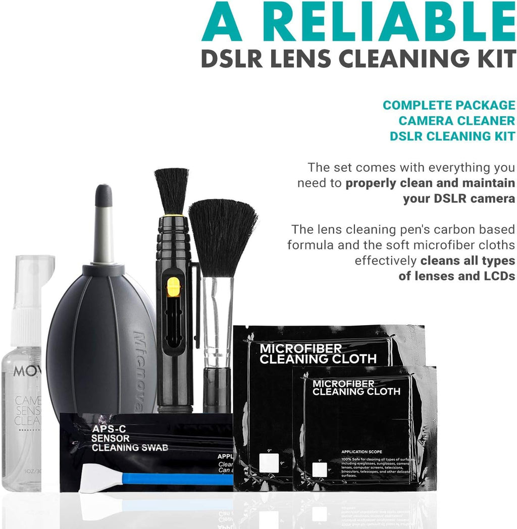 Deluxe Essentials DSLR Camera Cleaning Kit with 10 APS-C Cleaning Swabs, Sensor Cleaning Fluid, Rocket Air Blower