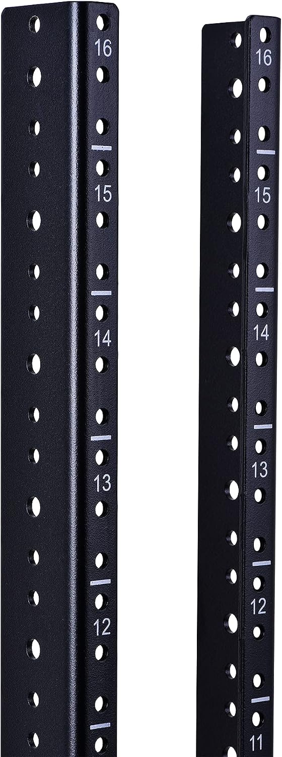 RackPath 16U Vertical Server Rack Rail Pair Kit, DIY Rack Build, 12-24 Screws x64