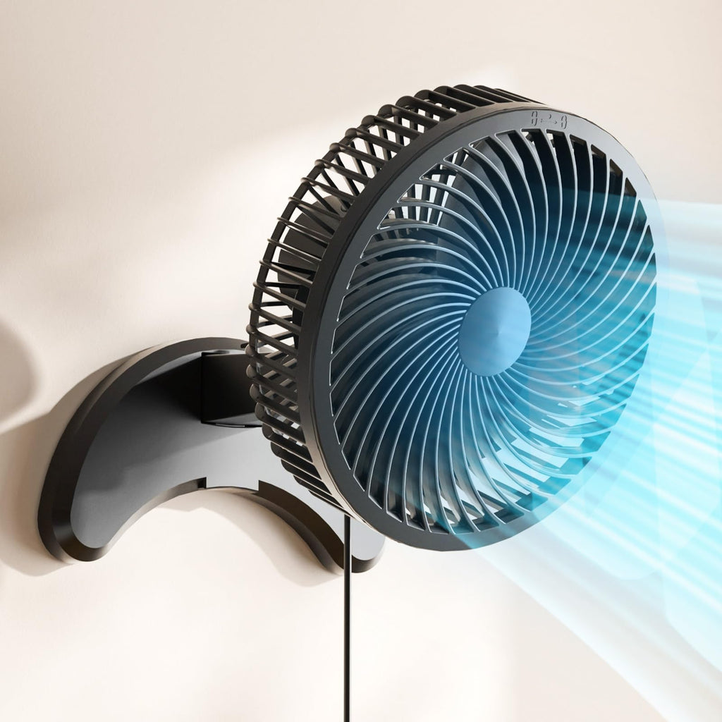 8'' Wall Mount Fan, Quiet Small Fan with Timer, 8.2ft Wired Remote