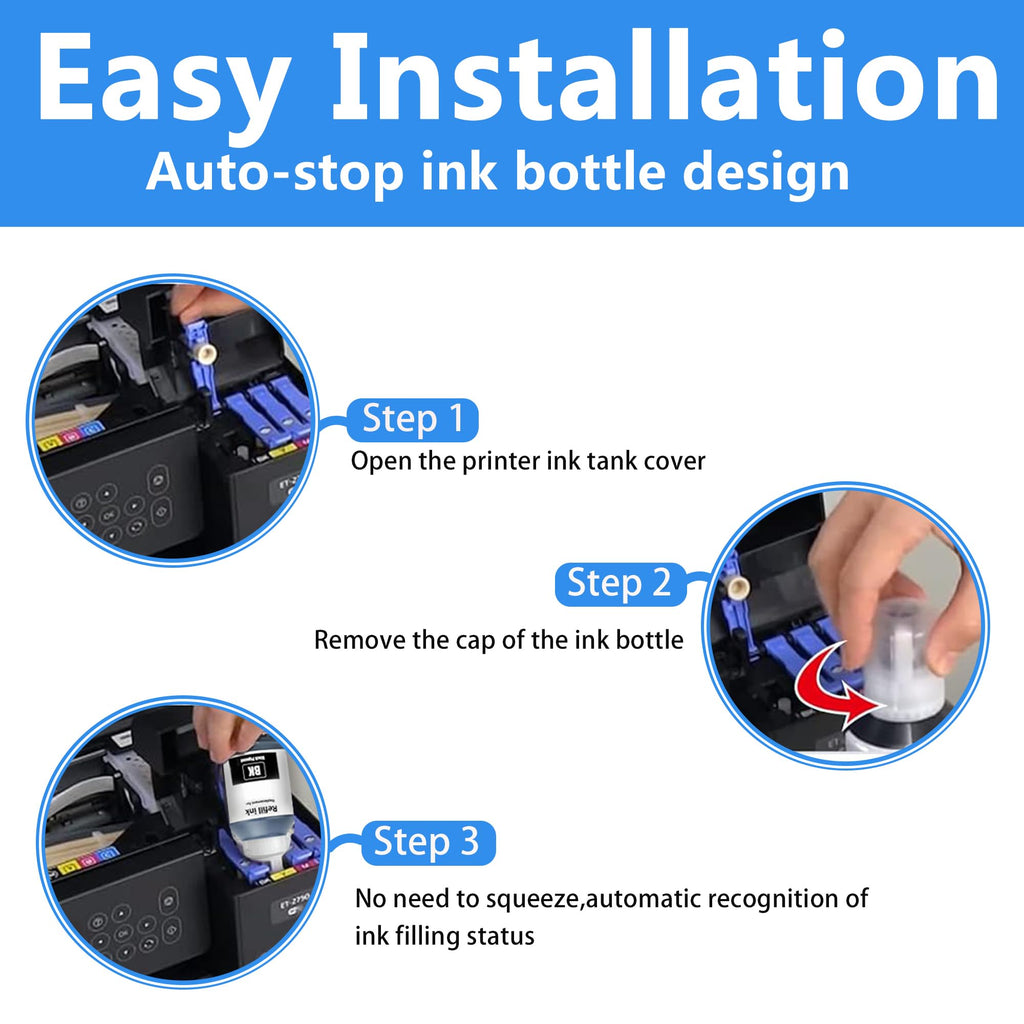 Compatible Ink Refill Bottles Replacement for 542 T542 Ink High Capacity Compatible with Ecotank ET-5150 ET-5170