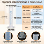 3 Pcs Plastic Graduated Cylinders, 2-Sided Measuring Lines，25ml