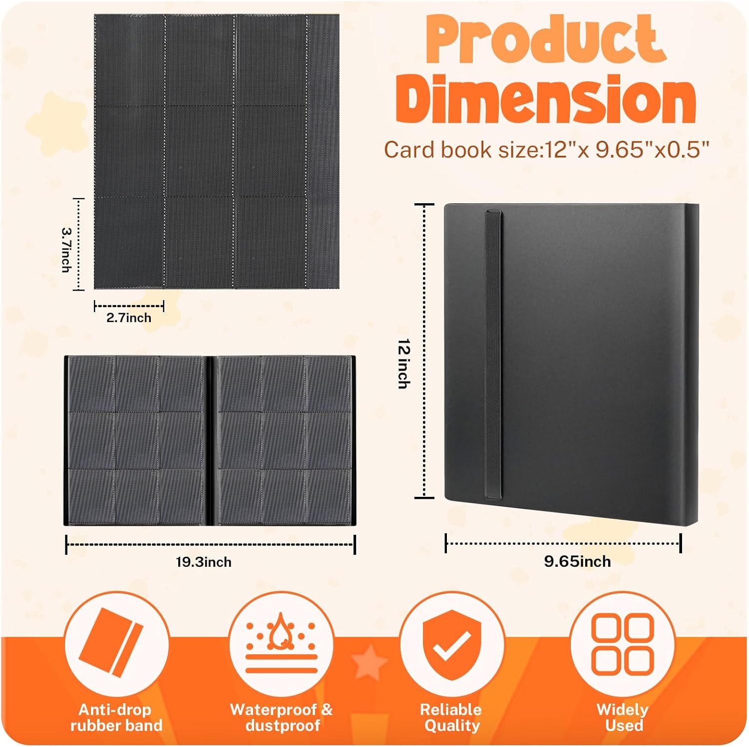 Card Binder, 9 Pocket Trading Card Album Folder,20 Pages, 360 Card Capacity Sports Card Binder, Premium Card Binders