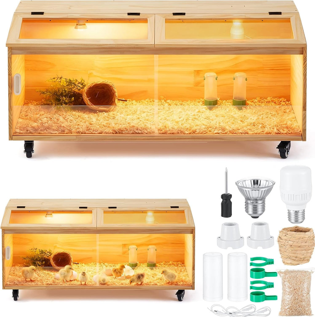 Chicken Brooder Box, Wooden Pulley, 39.4''L x 15.7''W x 15.7''H