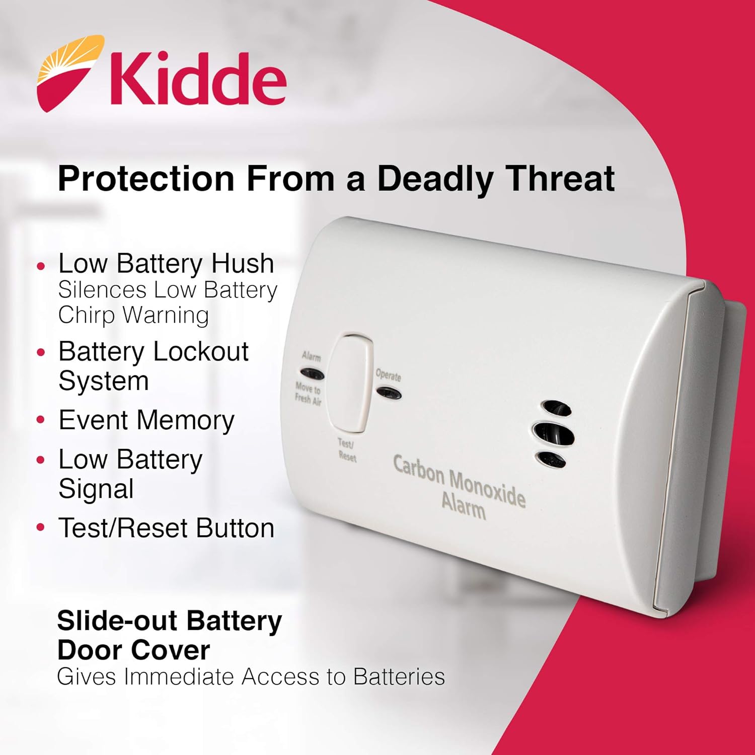 Carbon Monoxide Detector, AA Battery Powered, Portable for Travel or Home, 85 dB Alarm, LED Status Indicators, 3rd